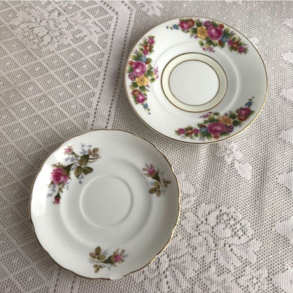 Rose Pattern Saucers Made in Japan